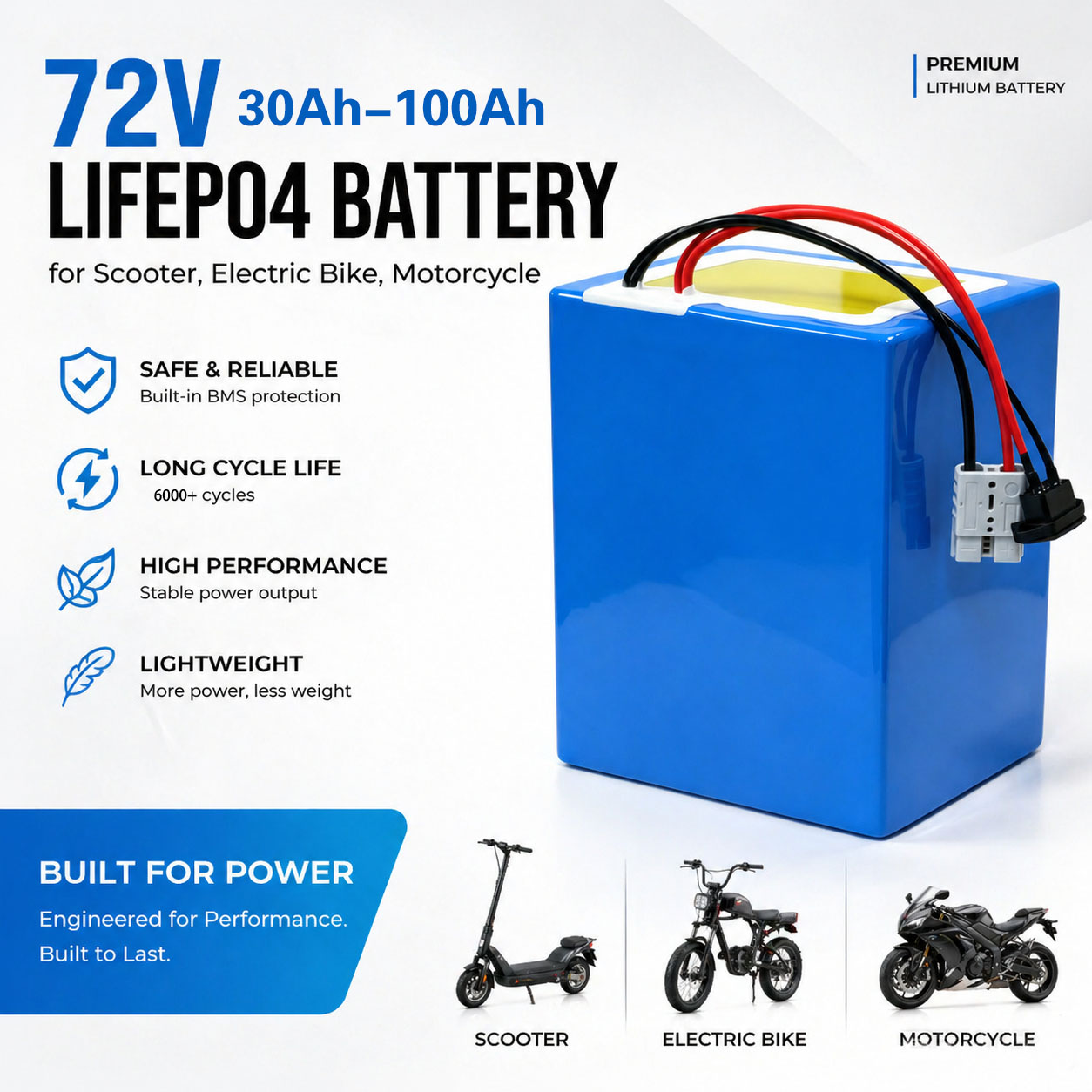 72V 30Ah Lifepo4 Battery Pack - بطارية ليثيوم LiFePO4 72 فولت 50