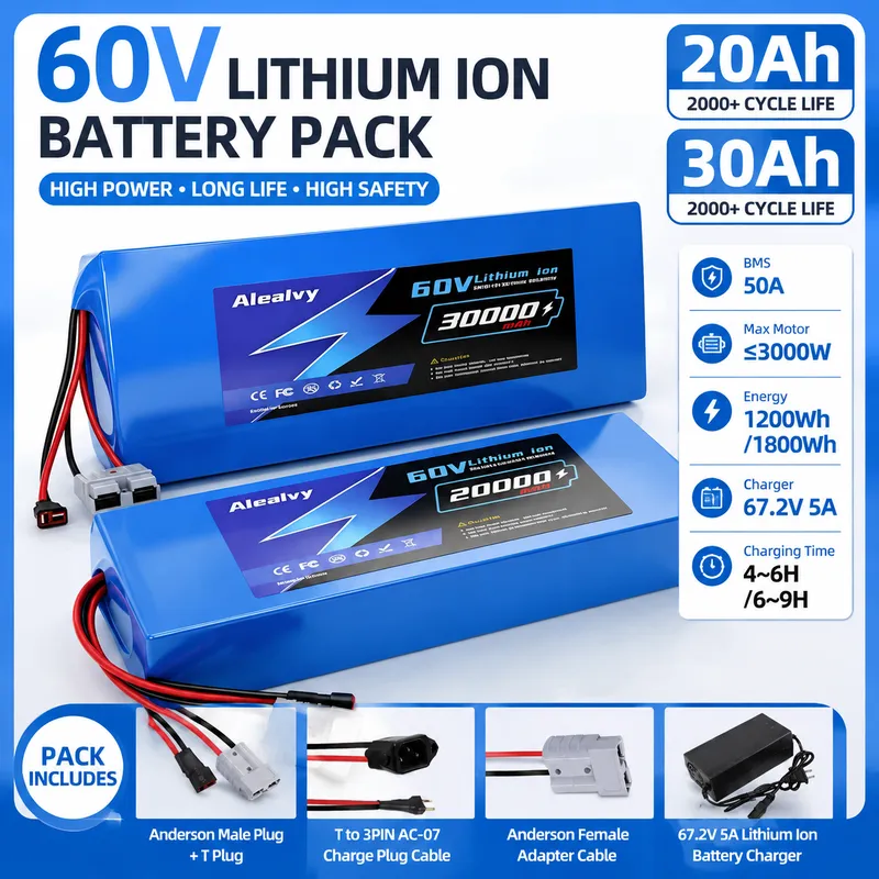 60V 30Ah 21700 Battery Pack - بطارية ليثيوم Aleaivy 60V 20AH 30AH