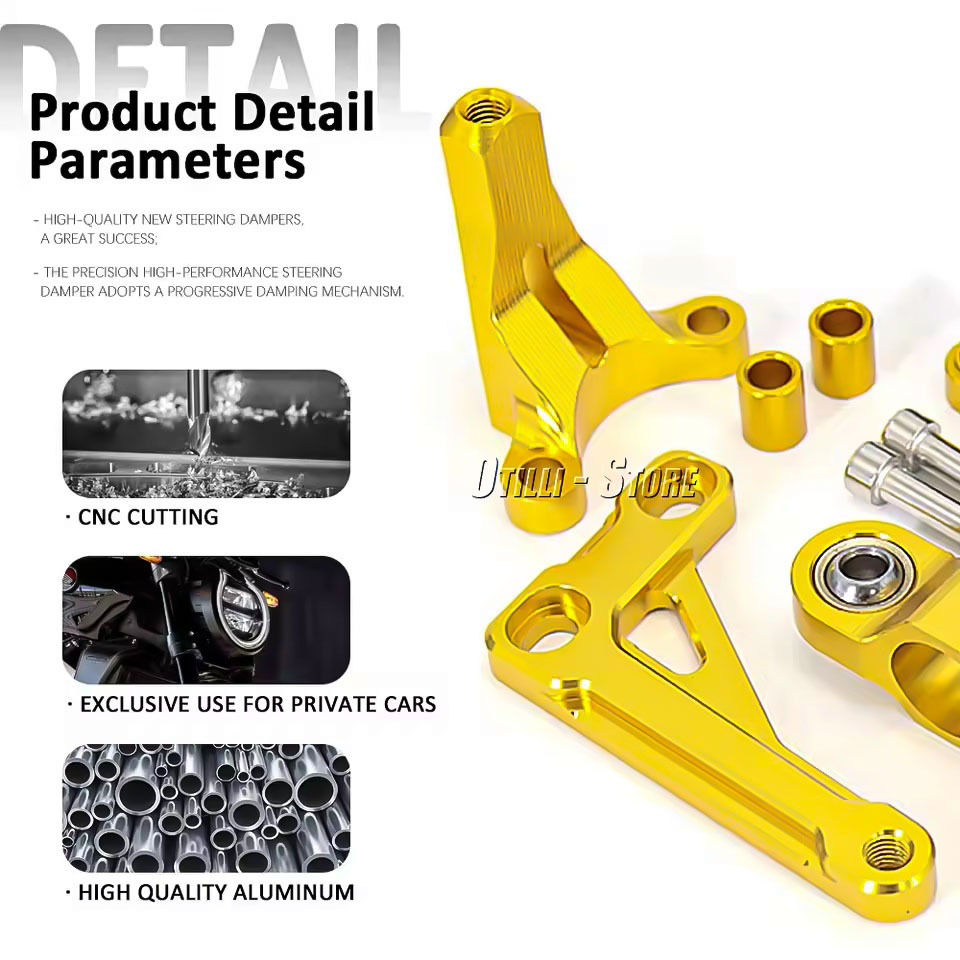 مخمدات توجيه للدراجات النارية  - مراجعة Steering Damper Stabilizer Kit Cnc وسعره