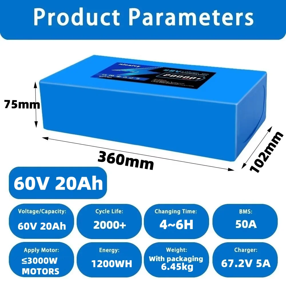 بطارية أليفي 60 فولت 20 أمبير  - مراجعة 60V 30Ah 21700 Battery Pack وسعره
