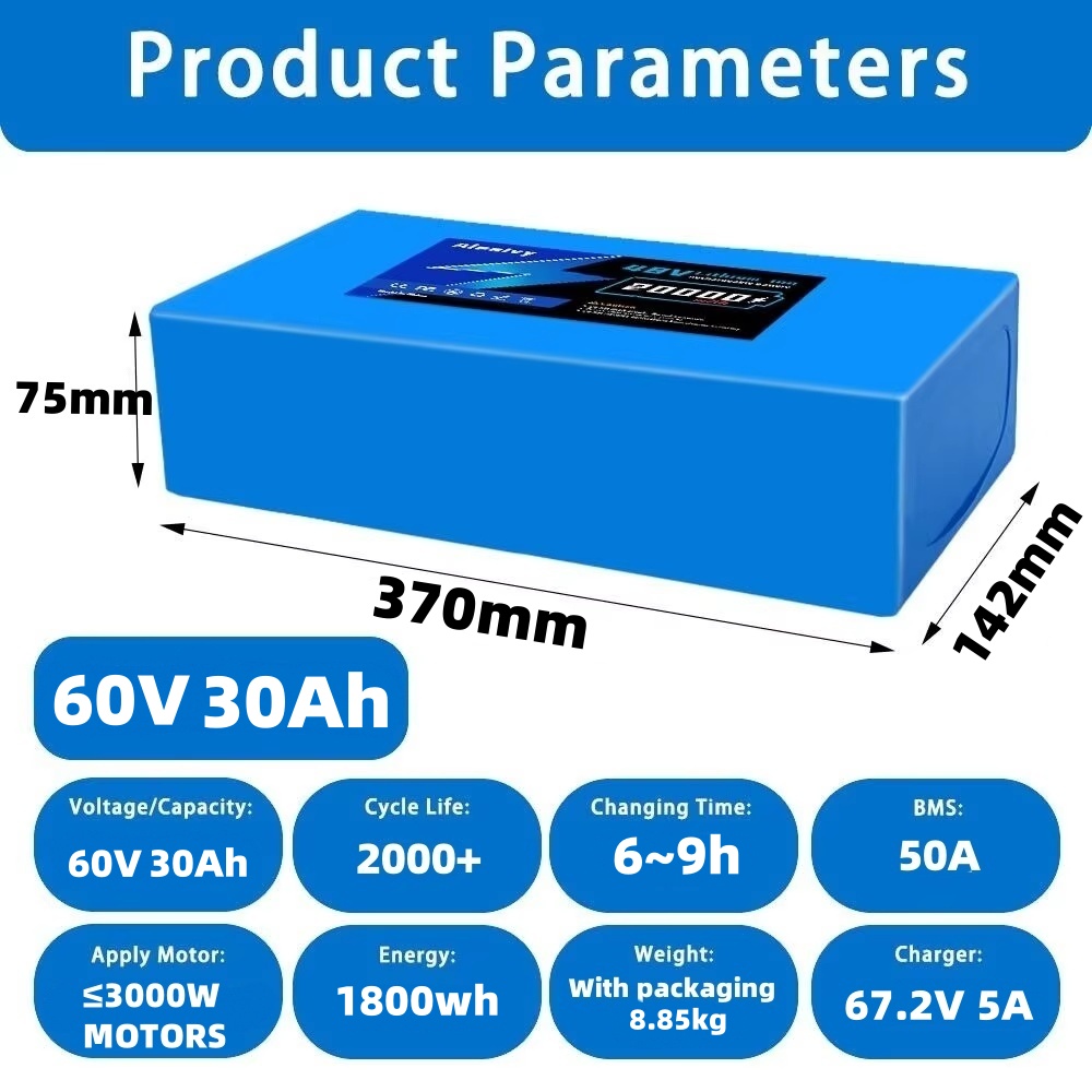 بطارية أليفي 60 فولت 20 أمبير  - مراجعة 60V 30Ah 21700 Battery Pack وسعره